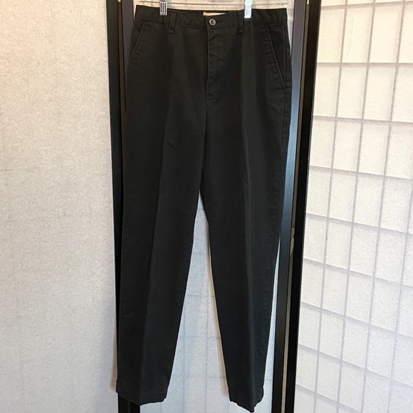 Cherokee High Rise Flat Front Straight Slimming Khaki Pants Trousers Black 6 - Picture 1 of 12